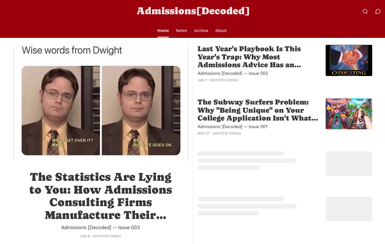 Preview of the AcademyXlence essay archive on admissions strategy