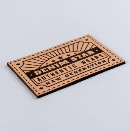 Tan leather patch engraved Denim Star Authentic Wears